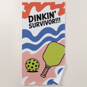 Toalha De Praia Sobrevivente de Pickleball Dinkin!! Presente Para