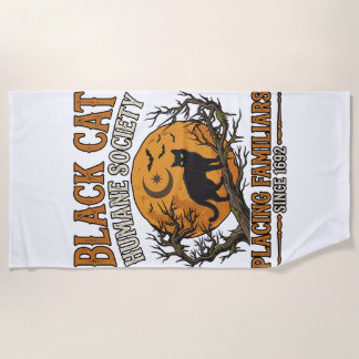Toalha De Praia Sociedade Humana Black Cat Halloween Lua Cheia Mor