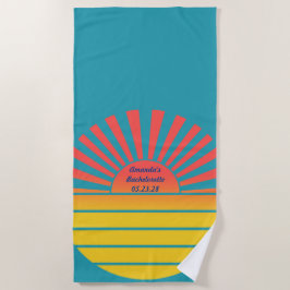 Toalha De Praia Sol Nascente Retro Despedida de Solteira Azul Verm