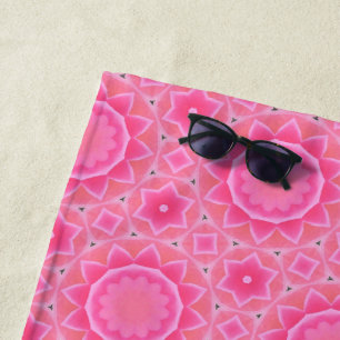 Toalha De Praia Sol rosa e estrelas padrão do mosaico de menina