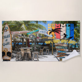 Toalha De Praia Sol, Surf e Areia