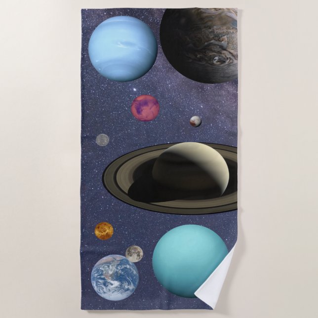 Toalha De Praia Solar system planets beach towel (Frente)