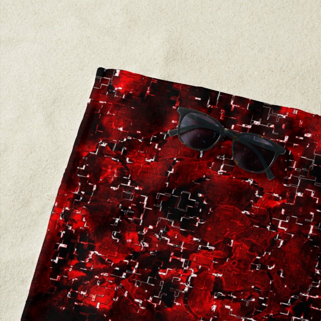 Toalha De Praia Sombras foliadas de vermelho branco pontilhado (In Situ)