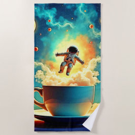 Toalha De Praia Sonho de café astronauta