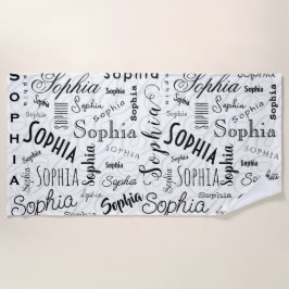 Toalha De Praia Sophia Typography Black White