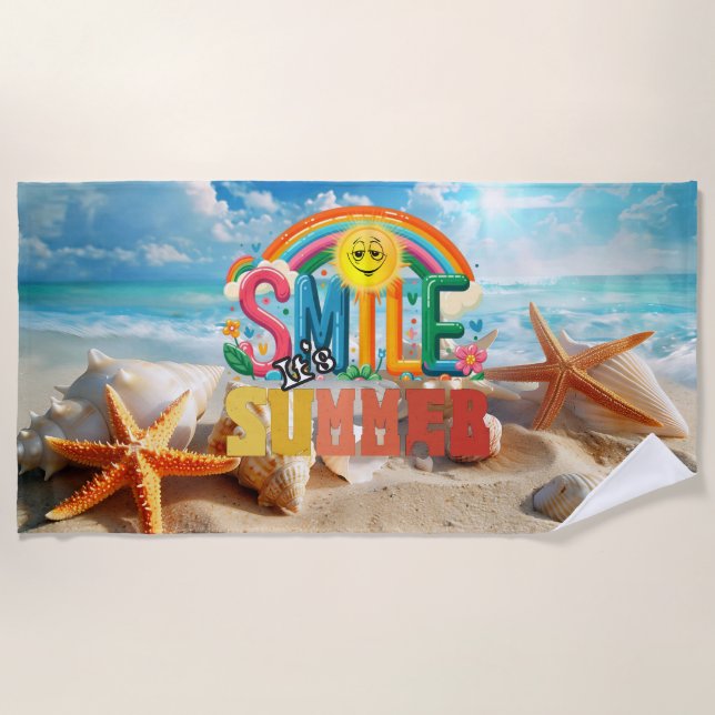 Toalha De Praia Sorria, é Verão (Frente)