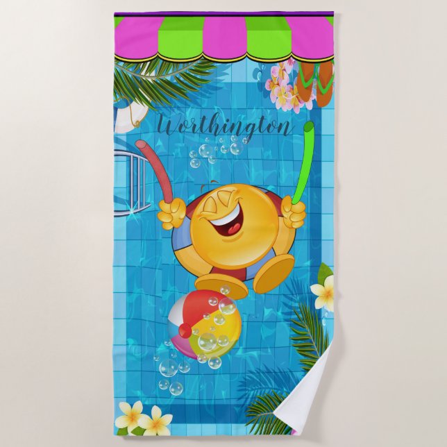 Toalha De Praia Sorrisos de Piscina de Beach Towel 2 (Frente)