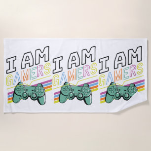 Toalha De Praia Sou Gamers - Retro Neon Gaming Design