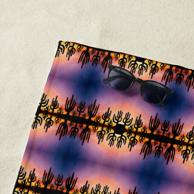 Toalha De Praia Southwestern Desert Landscape Cactus Sunrise Image (In Situ)