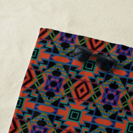 Toalha De Praia Southwestern Symmetrical Tiled Pattern Line Art