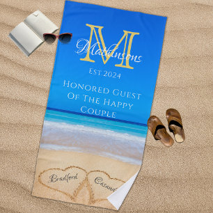 Toalha De Praia Sra. Beach Wedding Hearts Sand Honorada Guest