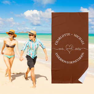 Toalha De Praia Sra. Honeymoon Brown New lyweds