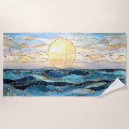 Toalha De Praia Stained Glass Ocean Sunset Beach Towel