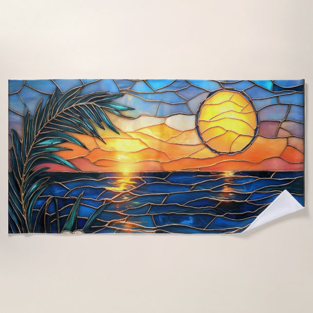 Toalha De Praia Stained Glass Sunset Beach Towel (Frente)