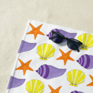 Toalha De Praia Starfish Sea Shells Beach Ocean Vacation Yellow
