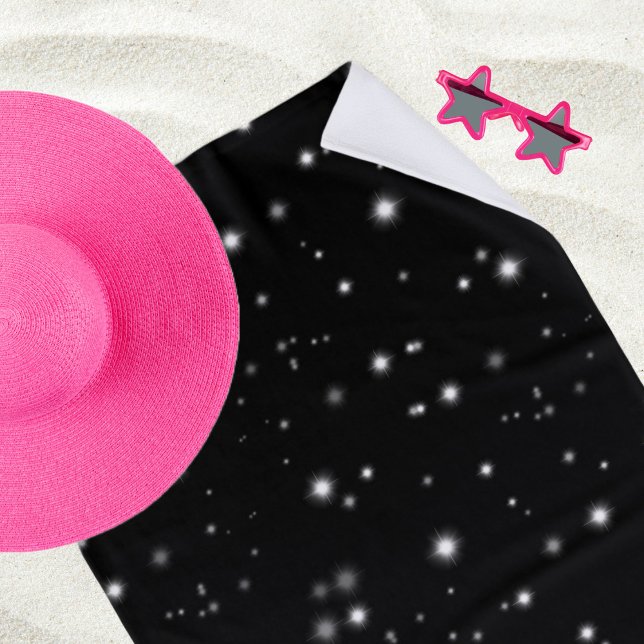 Toalha De Praia Starlight Sparkles Black and White Stars (Criador carregado)