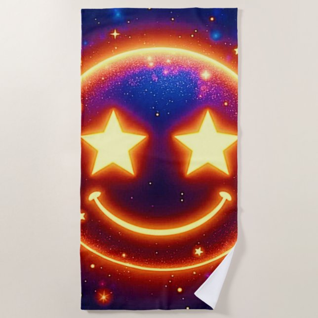 Toalha De Praia Starry-Eyed Glow Emoji (Frente)