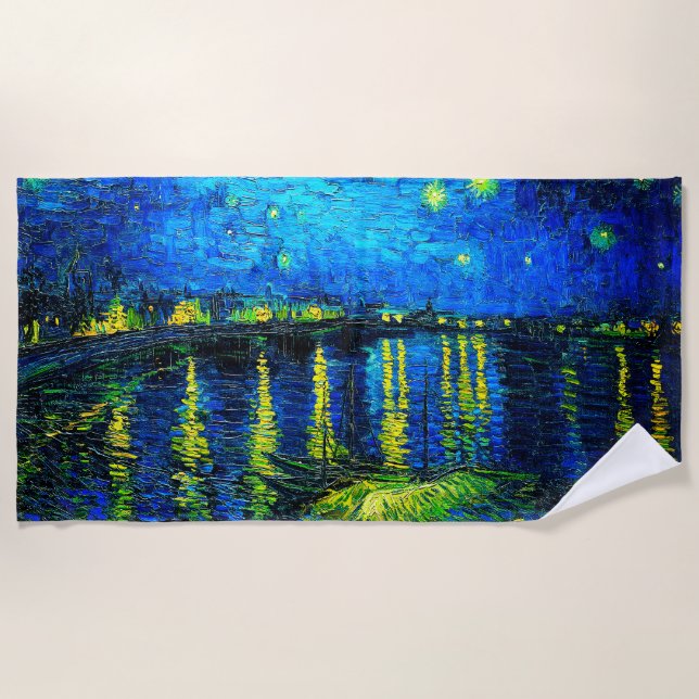 Toalha De Praia Starry Night Over the Rhone por Vincent Van Gogh (Frente)