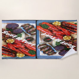 Toalha De Praia Steak e Shrimp Verão