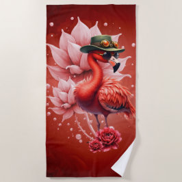 Toalha De Praia Steampunk Flamingo - Trabalho de arte Digital Fant
