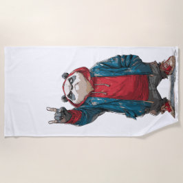 Toalha De Praia Street Panda Rock Gesture Illustration