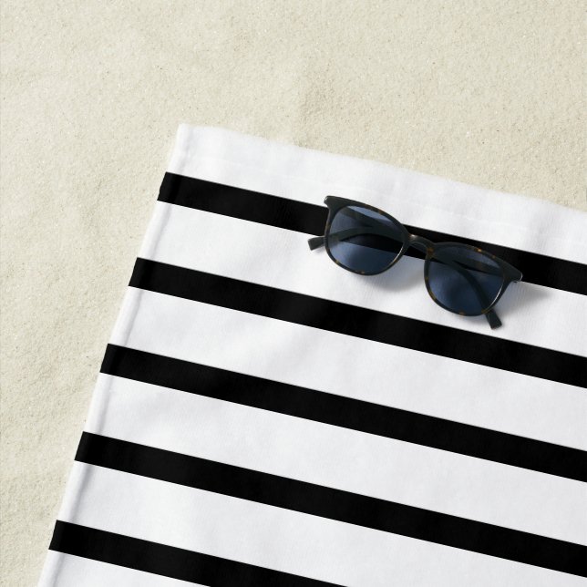 Toalha De Praia Stripe Preta E Branca (In Situ)