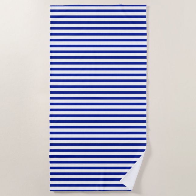 Toalha De Praia Stripes Blue white modern pattern (Frente)