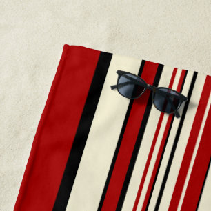Toalha De Praia Stripes Complexas - Vermelho e Creme
