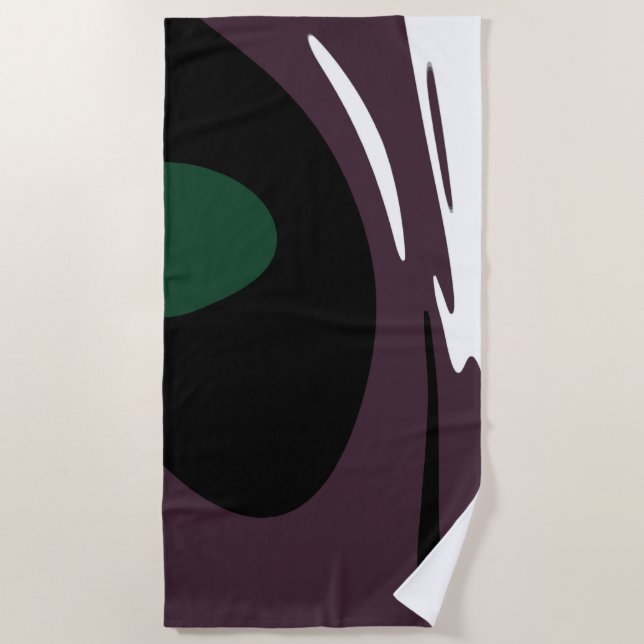 Toalha De Praia Submersão: Abstrato preto, branco, roxo e verde (Frente)