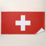 Toalha De Praia Suiça - cruz branca<br><div class="desc">A bandeira da Suiça é constituída por uma bandeira vermelha com uma cruz branca no centro. A bandeira vermelha da Suíça é ideal para eventos desportivos,  decoração doméstica,  restaurantes,  bar e viagem. O texto pode ser adicionado ou removido e os tamanhos podem ser alterados. #suiça #suíça #whitecross #flag</div>