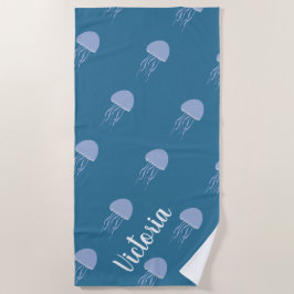 Toalha De Praia Summer Jellyfish Blue Name Beach Towel