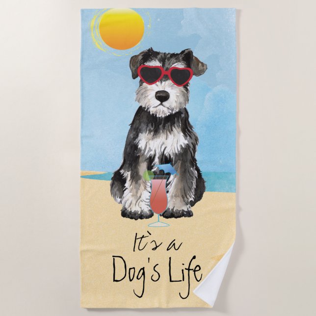 Toalha De Praia Summer Miniature Schnauzer Beach Towel (Frente)