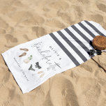 Toalha De Praia Summer Neutrals Personalized Bachelorette Party<br><div class="desc">Get the party started with these cute and unique custom beach towels that are easy to personalize for your bachelorette party, hen night, or girls' weekend! Beachy boho style design in a neutral color palette features delicate watercolor illustrations of sandals, champagne glasses, a mixed cocktail, and a cute black swimsuit...</div>