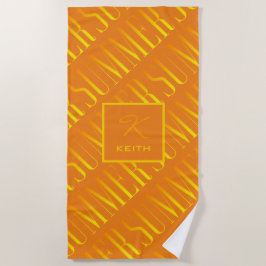 Toalha De Praia Summer Orange Yellow Custom Name Monogramed
