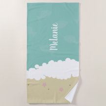 Summer Sand Seashell Name Beach Towel