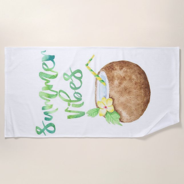 Toalha De Praia Summer Vibes Coconut Cup (Frente)