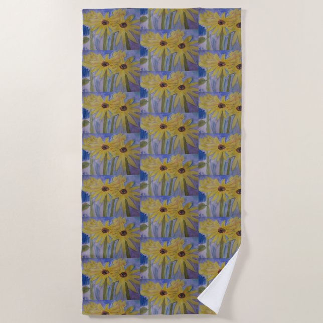 Toalha De Praia Summer Yellow Sunflower Beach Towel (Frente)