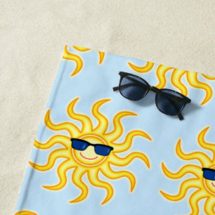 Toalha De Praia Sun de sorriso que veste óculos de sol