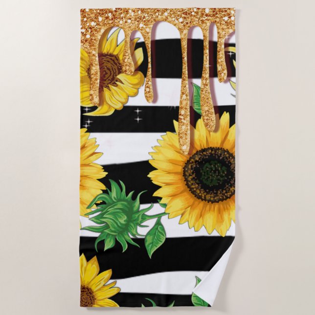 Toalha de Praia Sunflower Gold Drip (Frente)