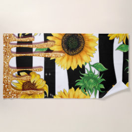 Toalha De Praia Sunflower Gold Drip Beach Towel