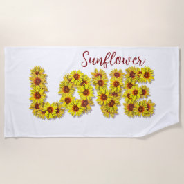 Toalha De Praia Sunflower Love Beach Towel