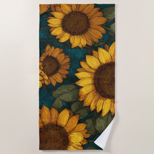 Toalha De Praia Sunflower Pattern – Summer Floral (Frente)