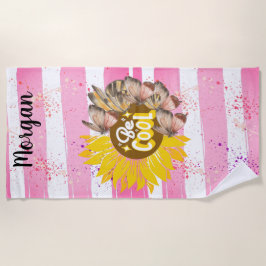 Toalha De Praia Sunflower trendy vibrant color paper art