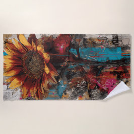Toalha De Praia Sunflower Urban Street Art Illustration