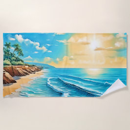Toalha De Praia Sunlit Beach Waves Design