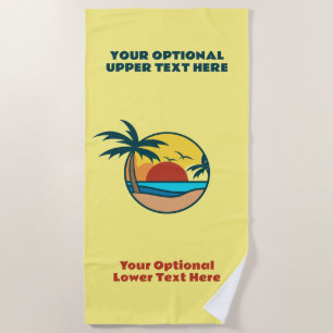 Toalha De Praia Sunset da Ilha Tropical de Texto Personalizado