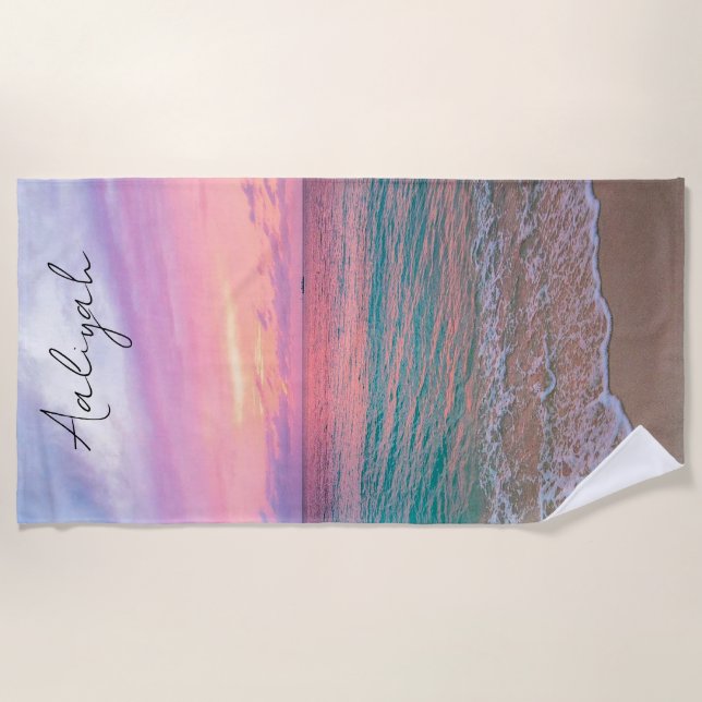 Toalha De Praia Sunset de praia personalizado (Frente)