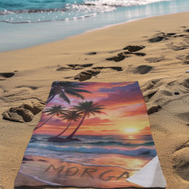 Toalha De Praia Sunset de praia tropical personalizado | Arte Cost