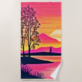 Toalha De Praia Sunset Dourado Sobre Arte Rosa