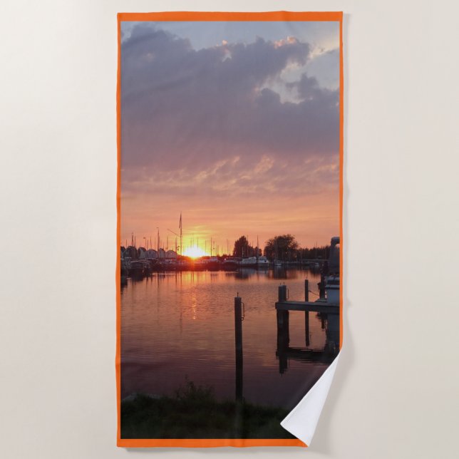 Toalha De Praia Sunset Huizen Harbor Beach Towel (Frente)